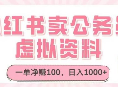 小红书卖公务员虚拟资料，一单净赚100，日入1000+
